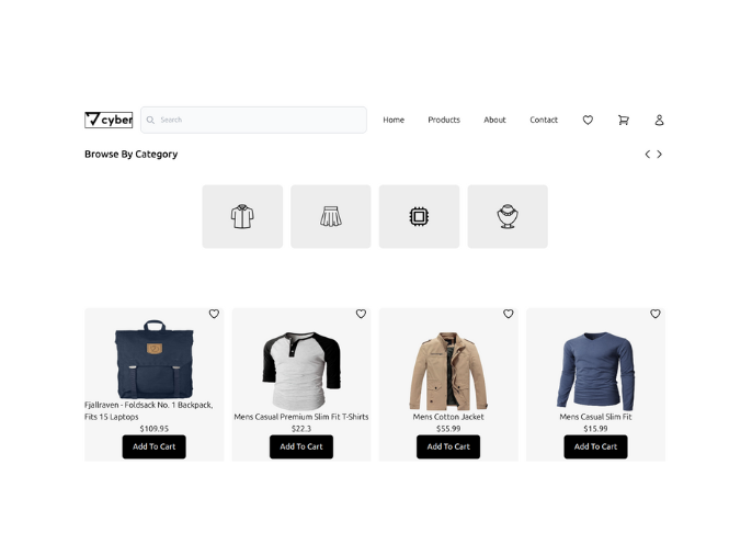 screenshot of e-commerce website